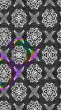 Düz Çiçek Elementleri Tasarımı. Renkli Yaz Temalı eskiz kalıbı. Gri ve siyah renkli çiçekler. Raster illüstrasyonunda çiçek deseni çizimi.