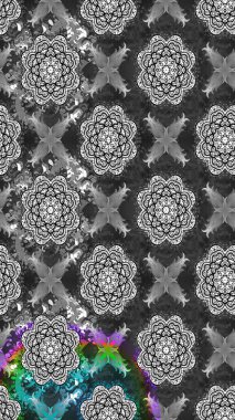 Raster deseni. Süslü kumaş deseni. Çiçekli çiçek deseni, suluboya..