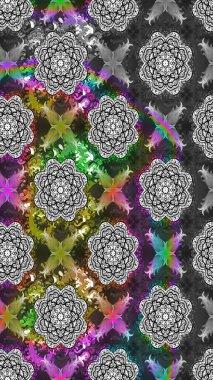 Vadinin yeşil ve gri renkli çiçekleri. Çiçeksel çizim kalıbının çizimi.