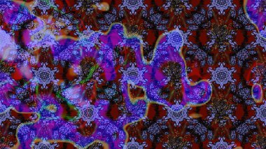 Raster geleneksel halk çiçekleri demeti menekşe rengi ve kahverengi renkli tekstil tasarımı için. Üzerinde gelincikler ve vadi zambakları olan renkli çiçek desenli nakış..