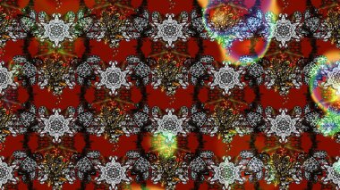 Çiçeksel fantezi tasarımı ve parlak bir arka plan çizimi. Renkli Bahar Teması eskiz kalıbı. Düz Çiçek Elementleri Tasarımı.