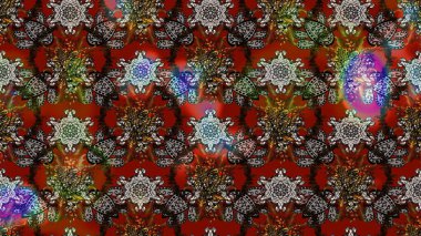 Suluboya çiçekli çiçek deseni. Gri ve kahverengi renkli Asya tekstili. Raster illüstrasyonu.