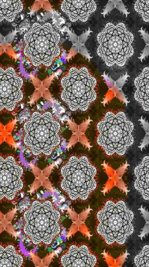 Raster illüstrasyonu. Kahverengi ve gri renkli çiçekler. Küçük çiçekte sevimli çiçek deseni var..