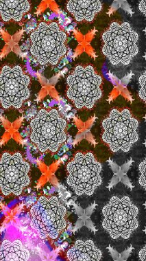 Klasik taslak çizimi. Çiçek grisi ve kahverengi çizim deseni. Raster Yumuşak kumaş deseni. Raster çiçek izi..