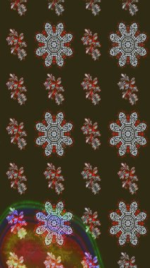 Raster. Renkli Bahar Teması eskiz kalıbı. Düz Çiçek Elementleri Tasarımı.