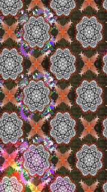 Kahverengi ve gri renkli çiçekler. Renkli Bahar Teması eskiz kalıbı. Düz Çiçek Elementleri Tasarımı. Sevimli çiçek raster deseni.