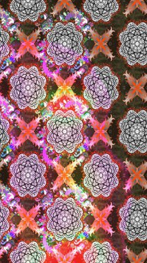 Raster deseni. Çiçekli çiçek deseni, suluboya. Süslü kumaş deseni.