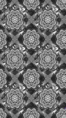 Düz Çiçek Elementleri Tasarımı. Raster illüstrasyonundaki çiçek desenli çizim. Renkli Bahar Teması eskiz kalıbı. Gri ve siyah renkte çiçekler.