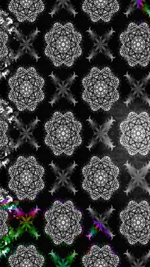 Arkaplan dokusu, duvar kağıdı, gri ve siyah renkli çiçek teması. Soyut etnik raster çizim kalıbı. Kabile sanatı boho baskısı, klasik çiçek arkaplanı.