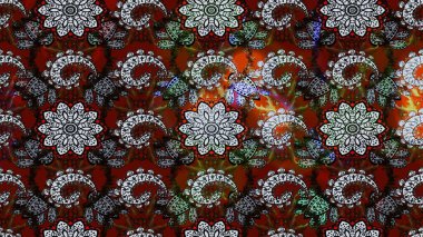 Raster illüstrasyonu. Siyah ve gri renkli çiçekler. El çizimi çiçekli soyut çizim deseni.