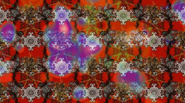 Küçük çiçekteki sevimli çiçek deseni. Kahverengi ve kırmızı renkte çiçekler.