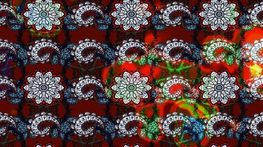 Düz Çiçek Elementleri Tasarımı. Raster. Renkli Bahar Teması çizim şablonu.