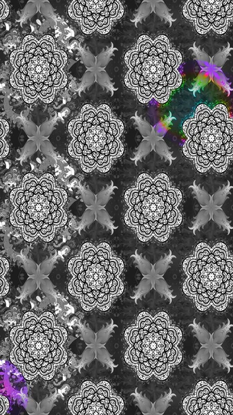 Küçük çiçekte hoş bir çiçek deseni var. Gri ve parlak çiçekli nötr renkler üzerine soyut çizim deseni. Çiçek elementli zarif raster dokusu..