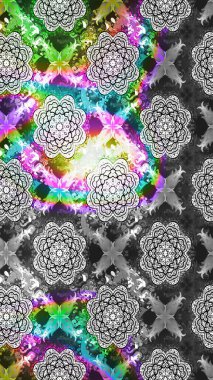 Raster illüstrasyonundaki çiçek desenli çizim. Gri ve nötr renkte çiçekler.