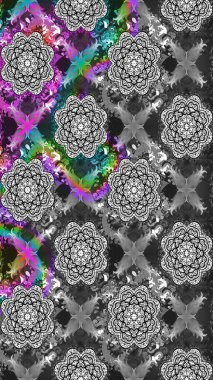 Raster deseni. Çiçekli çiçek deseni, suluboya. Süslü kumaş deseni.