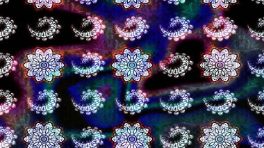 Küçük çiçekteki sevimli çiçek deseni. Mavi ve siyah renkte çiçekler.