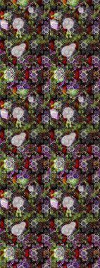 Gri ve siyah renkler üzerine çiçek desenli çizimler, el yapımı papatyalar, papatyalar. Tekrarlayan çiçek arkaplanı, zarif gri ve siyah çiçekler duvar kağıdı.