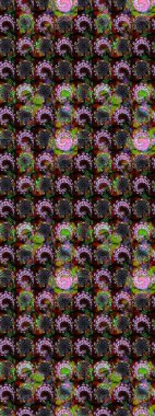 Tatil havası. Nazik romantik baskı. Bahar mevsimi. Siyah ve kahverengi renkte çiçekler. Raster güzel bir çiçek deseni çiziyor..