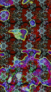 Kahverengi ve kırmızı renkli şirin çiçek desenleri. Raster Modaya uygun kumaş deseni. Düz Çiçek Elementleri Tasarımı. Renkli Bahar Teması çizim şablonu.