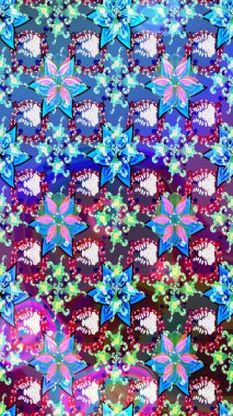 Küçük mavi ve mor çiçeklerle oldukça eski bir besin torbası deseni. Tekstil, kumaş, kapaklar, duvar kağıtları, baskı, paket, koleksiyon defteri, örgü, dekupaj için çiçek arkaplanı..