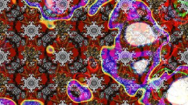 Sevimli çiçek raster deseni. Düz Çiçek Elementleri Tasarımı. Kahverengi ve gri renkli çiçekler. Renkli Bahar Teması çizim şablonu.