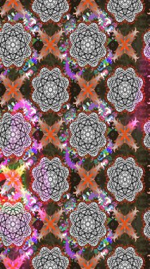 Kahverengi ve gri renkte kahverengi ve gri papatya deseni. Raster illüstrasyonu. Kahverengi ve gri renklerde.