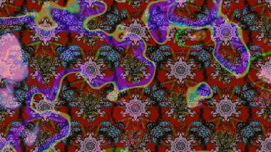 Flat Flower Elements Design. Sketch Colour Spring Theme sketch pattern Background. Cute flower raster pattern. Flowers on brown and red colors.