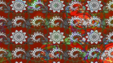 Moda baskısı, albüm, ambalaj kağıdı ve duvar kağıdı için zarif dekoratif süslemeler. Kahverengi ve kırmızı renklerde sevimli çiçekler. Küçük çiçekli basit bir çiçek çizimi. Raster illüstrasyonu.