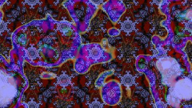 Yumuşak, bahar çiçekleri menekşe ve kahverengi renklerde. Raster illüstrasyonu. Çiçek ve yapraklı karalama şeklinde Raster çiçek deseni.