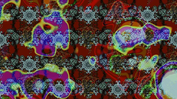 Küçük çiçekteki sevimli çiçek deseni. Soyut çiçek çizim kalıbı arka planı. Kahverengi ve kırmızı renklerde. Raster deseni. Raster illüstrasyonu.