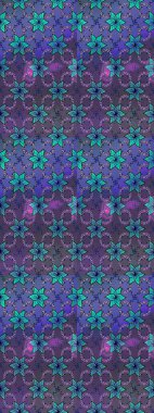 Raster illüstrasyonu. 3D çiçekler, eskiz. Mor ve mavi renklerde.