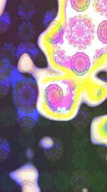 Çiçek tasarımı için inanılmaz bir kolaj cenneti tarzı. Çiçekli zambakların eskiz geçmişi. Parlak çiçekli kolaj çiçekleri yeşil.