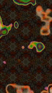 Raster hisseleri. Suluboya, elle çizilmiş. Kahverengi ve gri renkte çiçekler. Taslak arkaplan deseni.