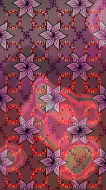 Süslü kumaş deseni. Düz Çiçek Elementleri Tasarımı. Raster illüstrasyonundaki çiçek desenli çizim. Renkli Bahar Teması çizim şablonu.