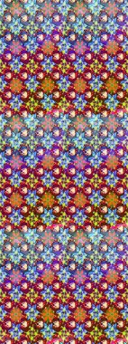 Elle boyanmış suluboya resim çizimleri, çiçekler ve bitkiler. Kırmızı ve mavi renkte çiçekler.