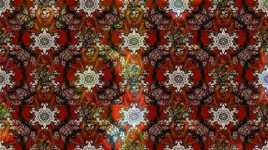 Renkli Bahar Teması eskiz kalıbı. Düz Çiçek Elementleri Tasarımı. Raster illüstrasyonundaki çiçek desenli çizim. Süslü kumaş deseni.