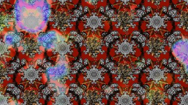 Çiçek tasarımı için inanılmaz bir kolaj cenneti tarzı. Parlak çiçekli kolaj çiçekleri gri ve kahverengi. Çiçekli zambaklar eskiz arka planı.