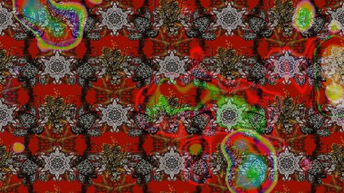 Raster illustration. Sketch Floral Pattern in Raster illustration. Beautiful fabric pattern. On red and gray colors.