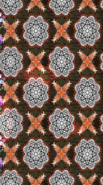 Patlayan çiçekler soyut olarak yerleştirilmiş. Gri ve kahverengi renklerde bahar çiçekleri. Raster illüstrasyonu. Raster deseni.