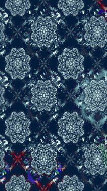 Raster illüstrasyonundaki çiçek desenli çizim. Güzel kumaş deseni. Tarafsız ve mavi renklerde. Raster illüstrasyonu.