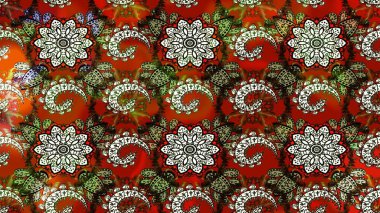 Kahverengi ve kırmızı renkte çiçekler. Raster illüstrasyonu. Tropikal çizim çiçek deseni.