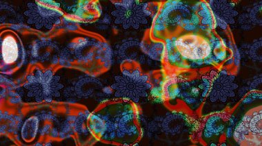 Düz Çiçek Elementleri Tasarımı. Sevimli çiçek raster deseni. Renkli Bahar Teması eskiz kalıbı. Gri ve kahverengi renkte çiçekler.