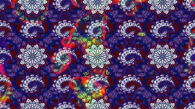 Hint çiçek liyada madalyon deseni. Etnik Mandala süsü. Tekstil, tebrik kartı, boyama kitabı, telefon kılıfı baskı için kullanılabilir. Raster Kına dövme tarzı.