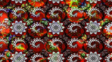 Parlak renkli çiçekleri olan ve kırmızı ve siyah renkte yaprakları olan harika bir çiçek deseni. Moda baskıları için zarif bir şablon. Halk tarzı. Modern çiçek arkaplanı.