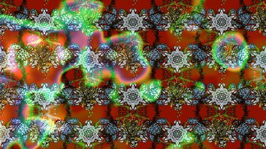 Raster illüstrasyonundaki çiçek desenli çizim. Yeşil ve kahverengi renkte çiçekler.