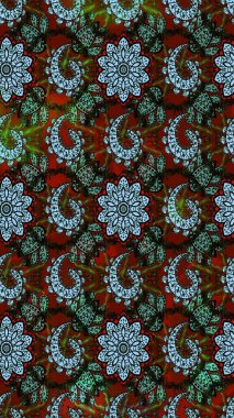 Soyut etnik raster çizim kalıbı. Vadinin mavi ve siyah renkli çiçekleri. Çiçekler..