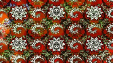 Kahverengi ve kırmızı renkte çiçekler. Raster illüstrasyonu. Tropikal çizim çiçek deseni.