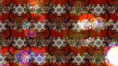 Kahverengi ve kırmızı renkte güzel çiçekler, suluboya desenli, duvar kağıdı, kart ya da kumaş için fayanslı eskizler. Raster..