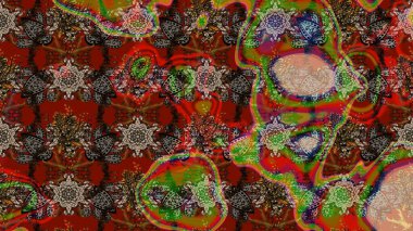 Sketch Floral Pattern in Raster illustration. Colour Spring Theme sketch pattern Background. Flowers on brown and red colors. Flat Flower Elements Design.