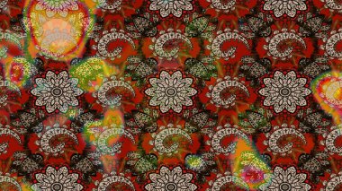 Raster floral pattern in doodle style with flowers. Flowers on beige and brown colors. Gentle, nice floral background.